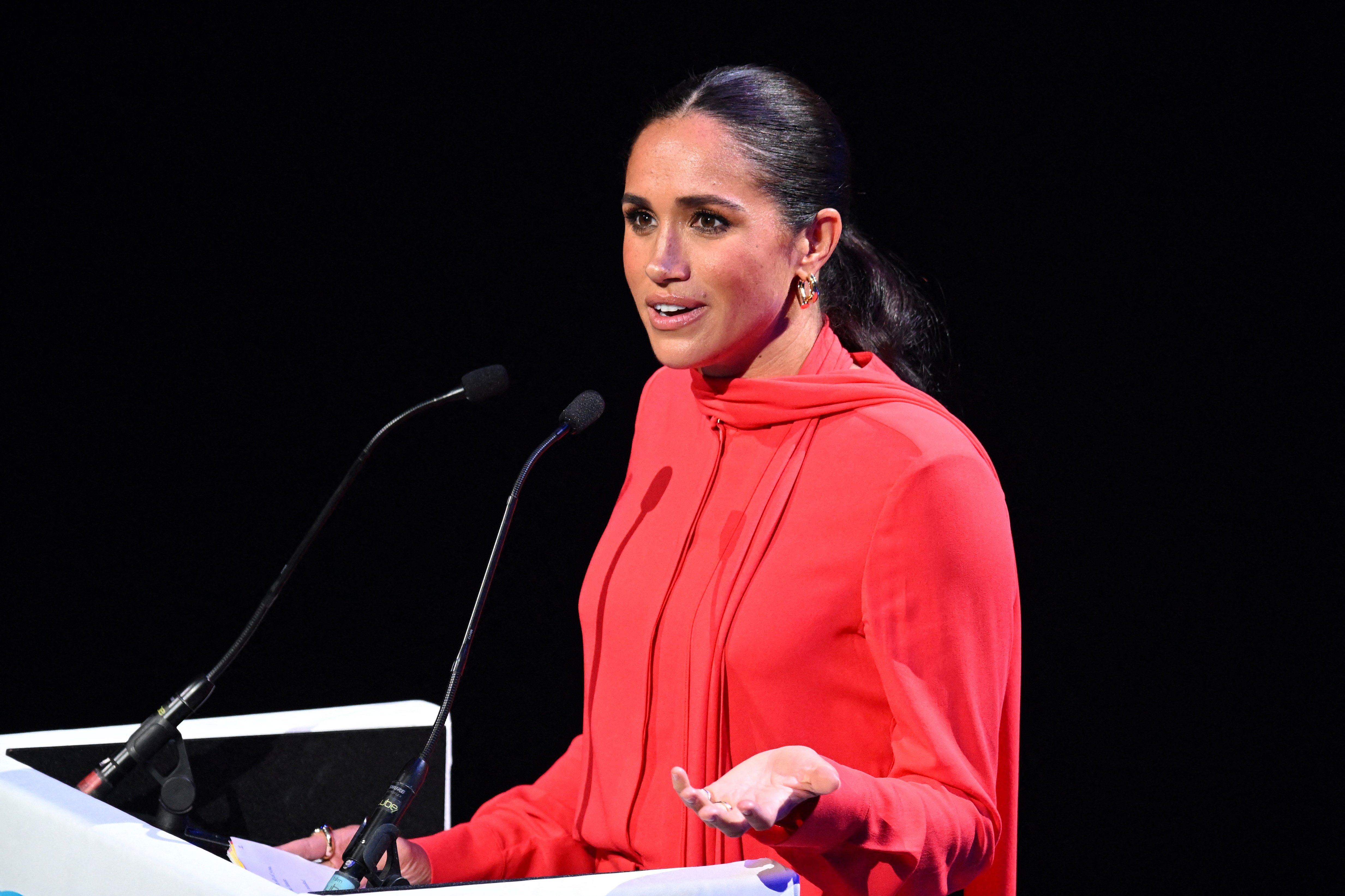 The Duchess of Sussex attends the One Young World 2022 Manchester Summit at Bridgewater Hall, Manchester, during their visit to the UK. | Source: Getty Images