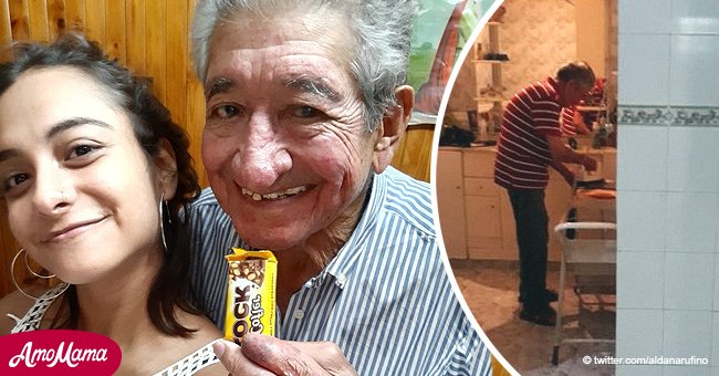 Heartwarming photo of grandpa ironing his shirt after invitation from granddaughter goes viral