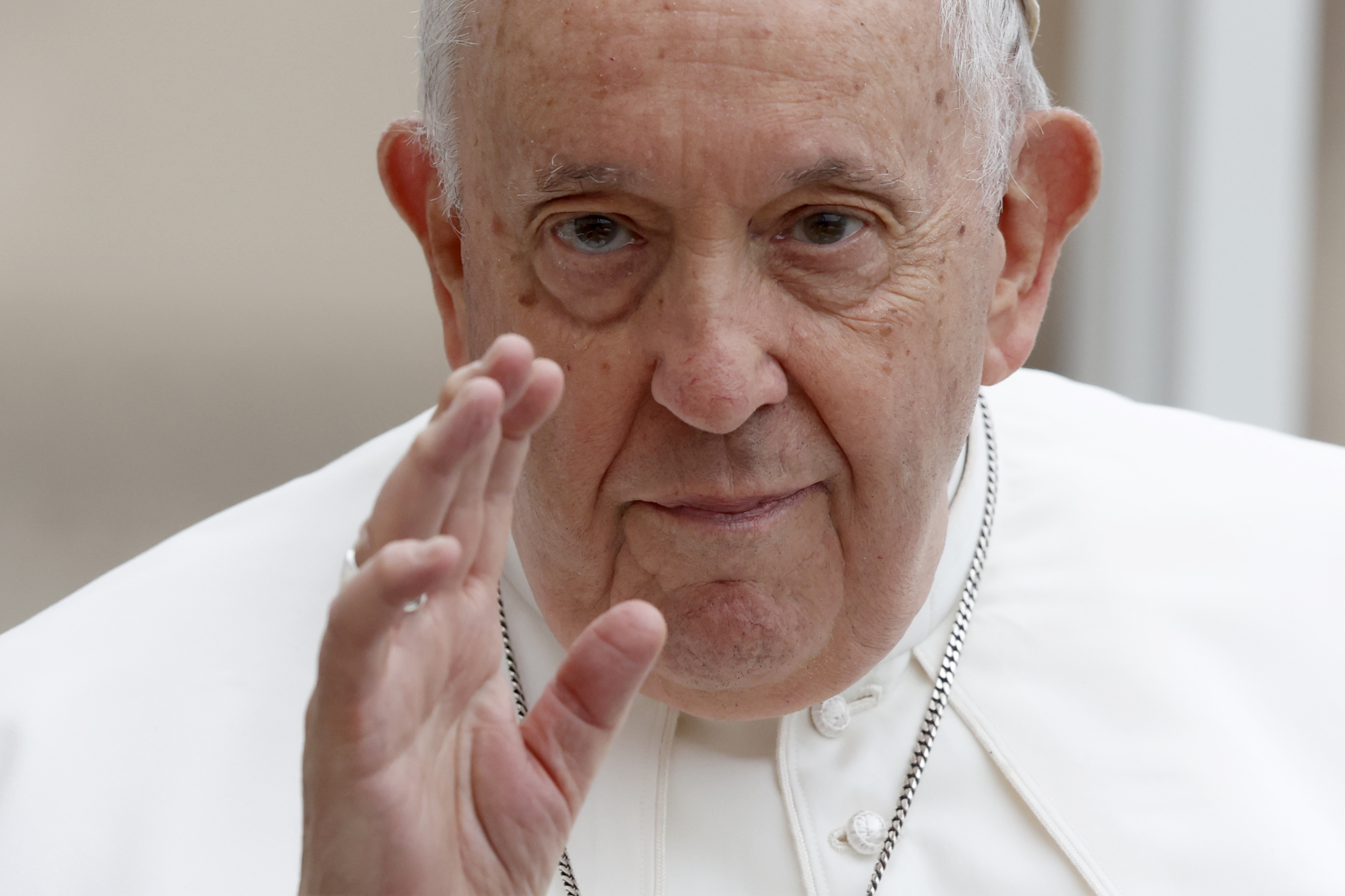 Pope Francis arriving for his weekly general audience in St. Peter's Square, Vatican City, Vatican, on May 10, 2023. | Source: Getty Images