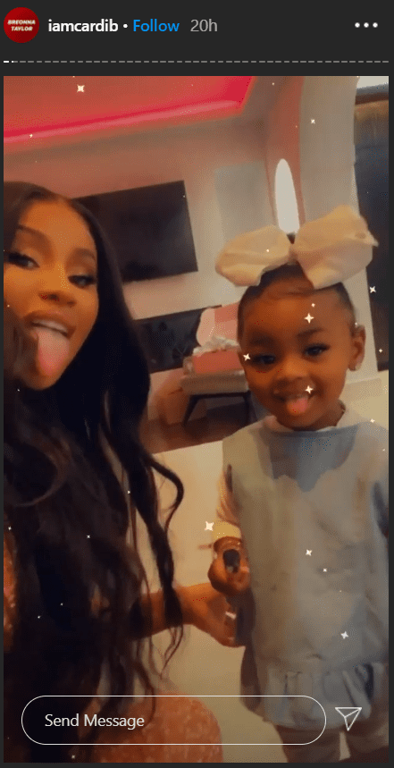 Cardi B and her daughter Kulture in a goofy selfie on Cardi's IG story. | Photo: Instagram/Iamcardib