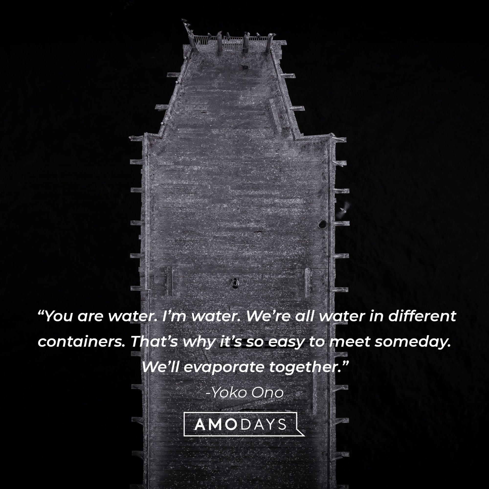 Yoko Ono’s quote: “You are water I’m water we’re all water in different containers that’s why it’s so easy to meet someday we’ll evaporate together.” | Image: AmoDays