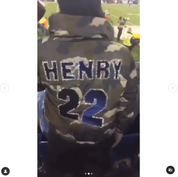 Adrianna Rivas wearing Derrick Henry's name and number on her jacket. | Source: Instagram/adriannarivas