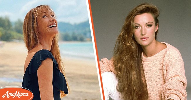 Jane Seymour posing at the beach in Thailand on January 2, 2022, and her at posing for a portrait in 1985 in Los Angeles, California. | Source: Instagram/janeseymour & Harry Langdon/Getty Images