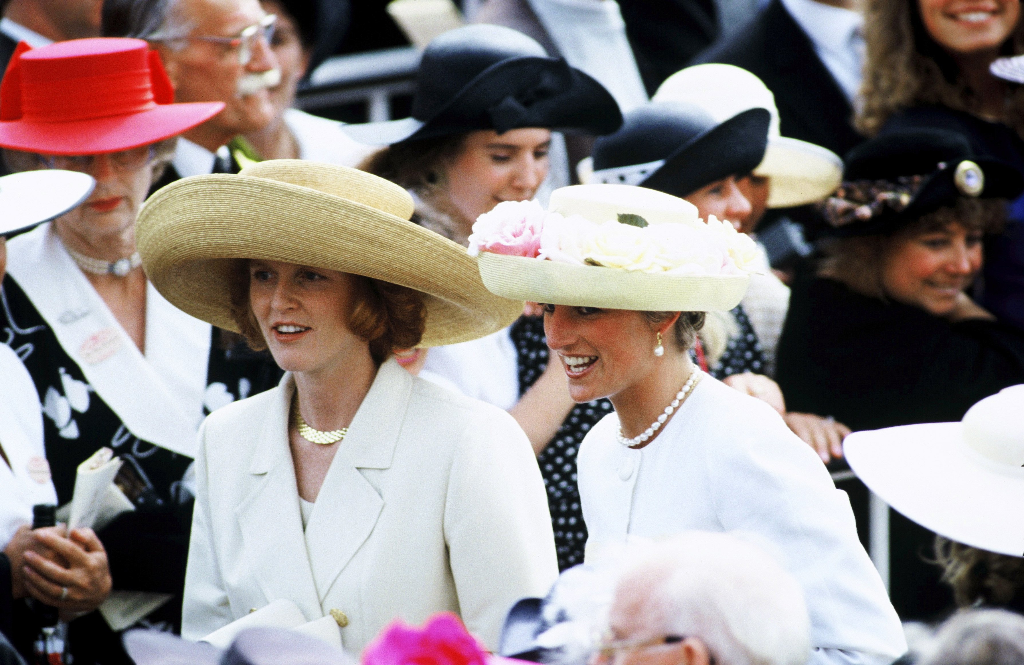 Princess Diana and Sarah Ferguson at the Royal Ascot races in Ascot, England in 1991. / Source: Getty Images