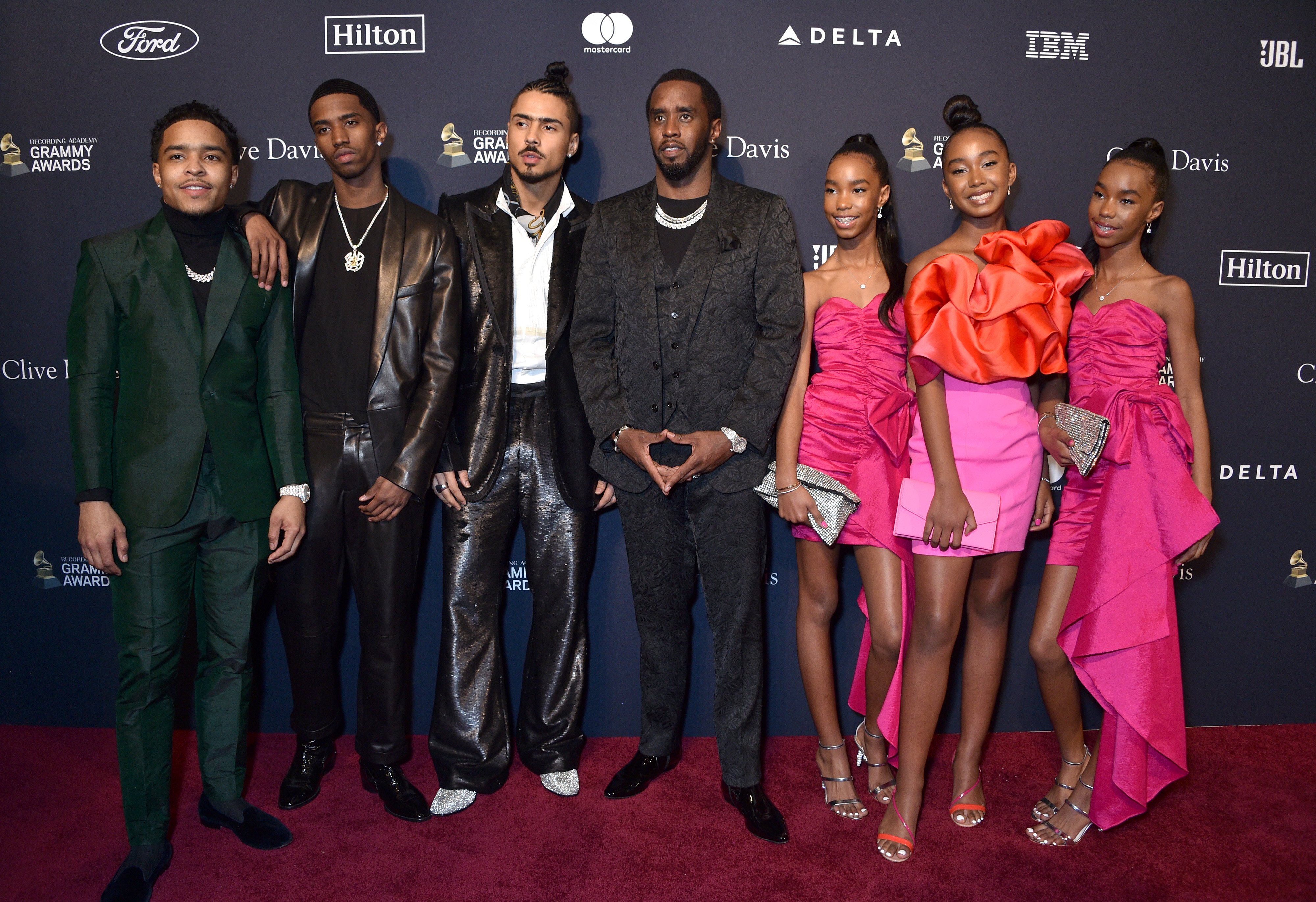 Justin Combs, Christian Combs, Quincy Brown, Sean "Diddy" Combs, D'Lila Combs, Chance Combs and Jessie Combs at the Pre-Grammy Gala and Grammy Salute to Industry Icons Honoring Diddy in Beverly Hills, California on January 25, 2020 | Photo: Getty Images