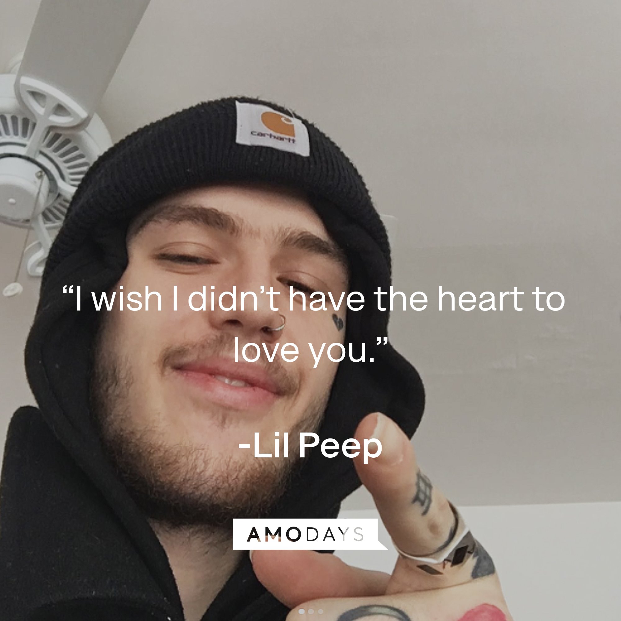 Lil Peep's quote: “I wish I didn’t have the heart to love you.” | Image: AmoDays