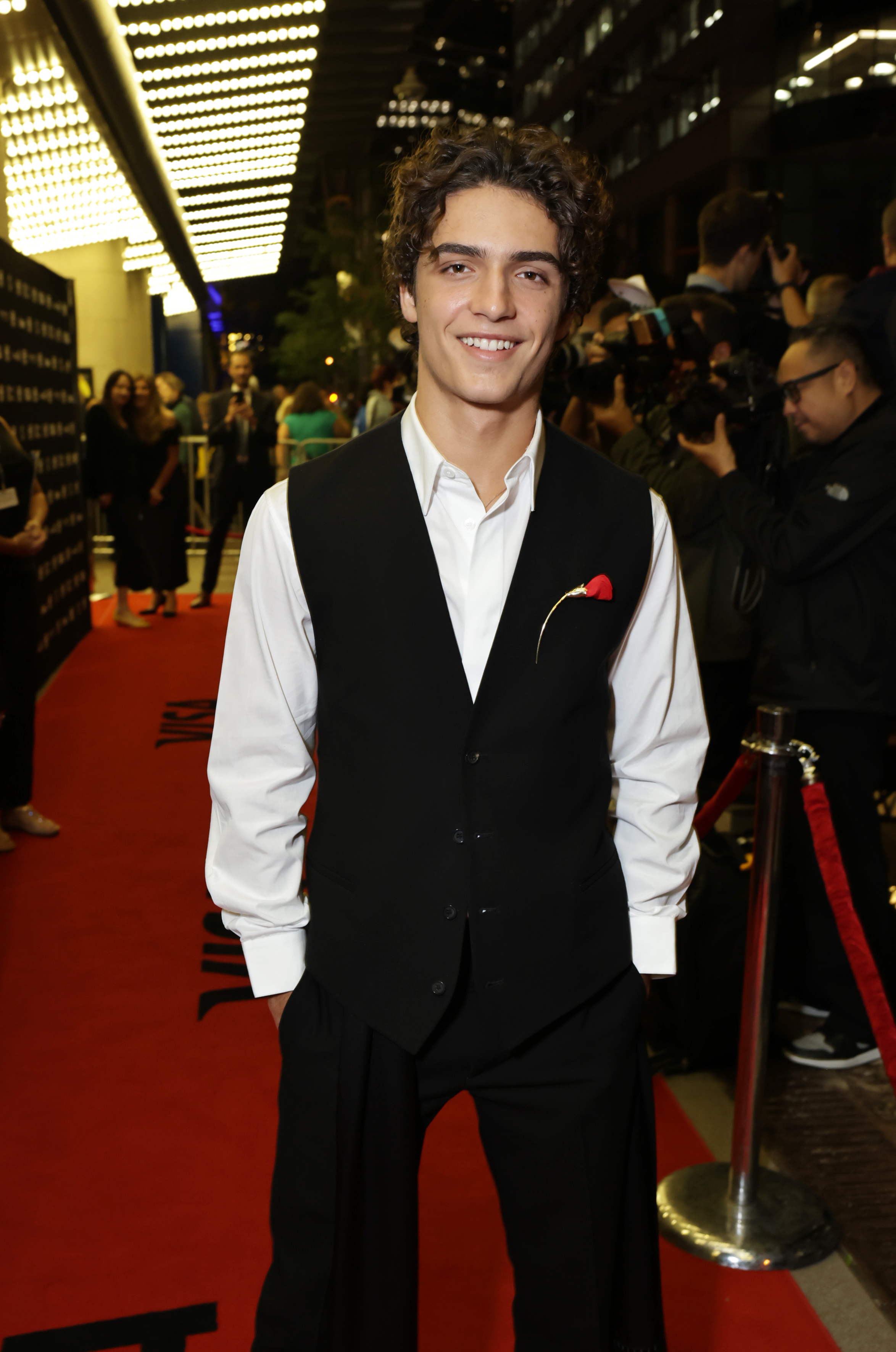 Stealing the show — Levi stuns in a black-and-white ensemble at the Toronto International Film Festival premiere of The Lost Bus on September 5, 2025.