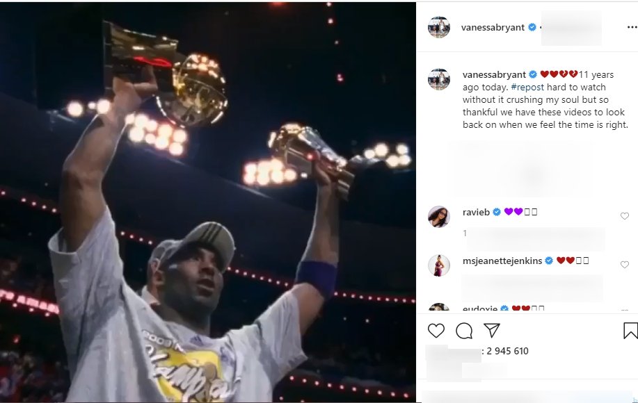 Vanessa Bryant shared a video of Kobe Bryant and his daughter Giana Bryant at the 2009 NBA Championship | Source: Instagram.com/vanessabryant