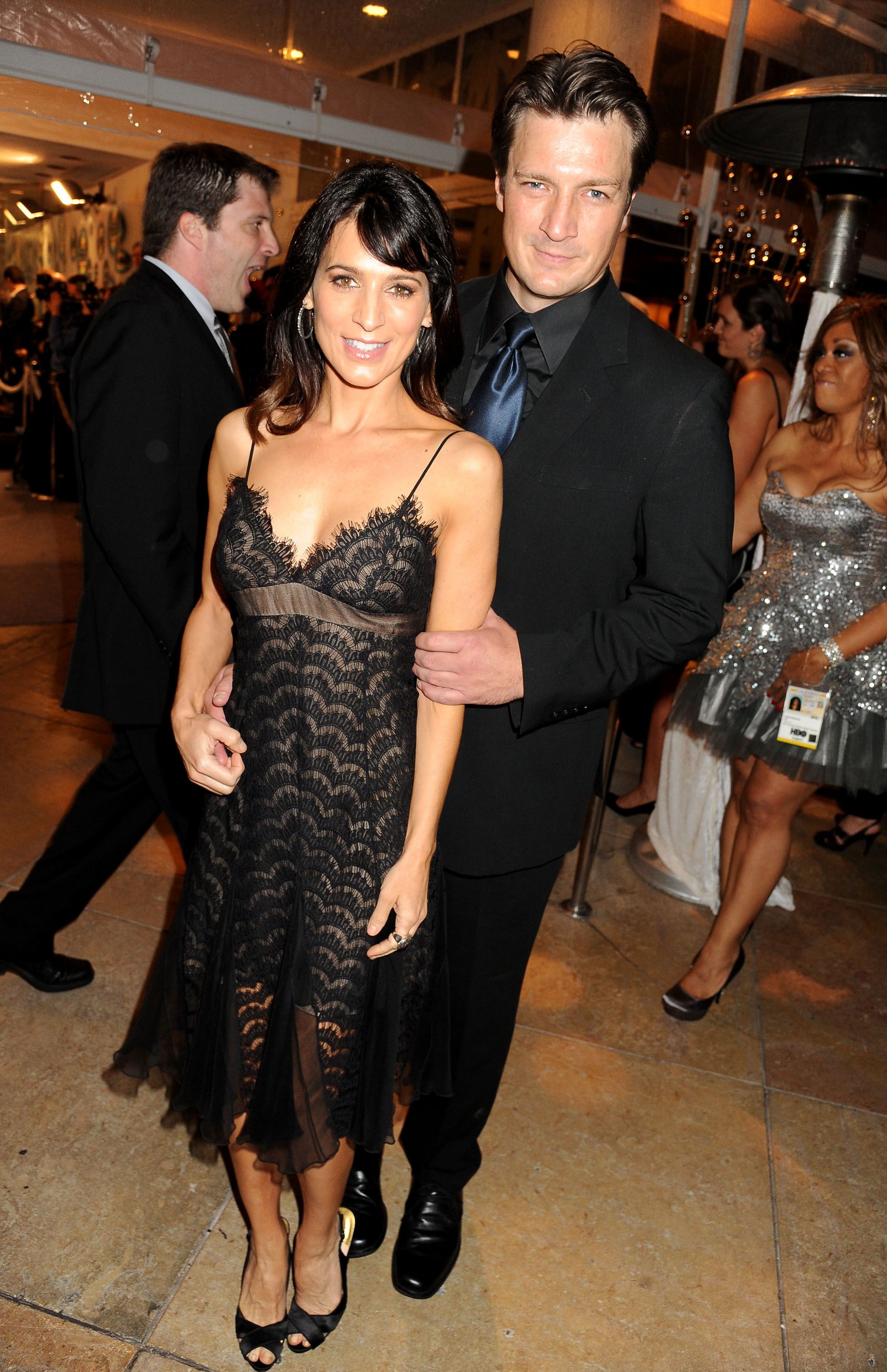 Perrey Reeves and Nathan Fillion at HBO's Official After Party for the 69th Annual Golden Globe Awards held at the Beverly Hilton Hotel on January 15, 2012 in Beverly Hills, California.  |  Source: Getty Images