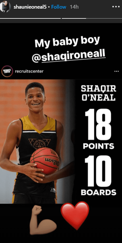 An athletic photo of Shaqir showing his game's stats. | Photo: Instagram/shaunieoneal5