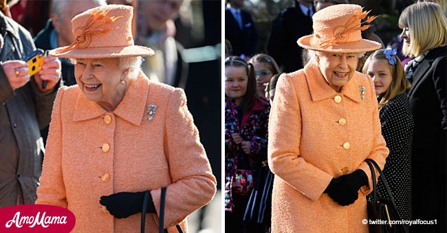 Queen attends church in chic peach coat as she gets ready to celebrate 67 years on the throne