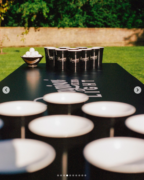 The beer pong set up at Jesse Light and Jesse Bongiovi's five-day wedding celebration, posted on July 15, 2024 | Source: Instagram/alison_events