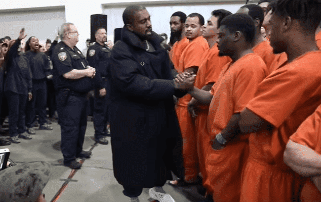 Kanye West greeting inmates at Harris County Jail in Houston, Texas | Photo: KHOU 11
