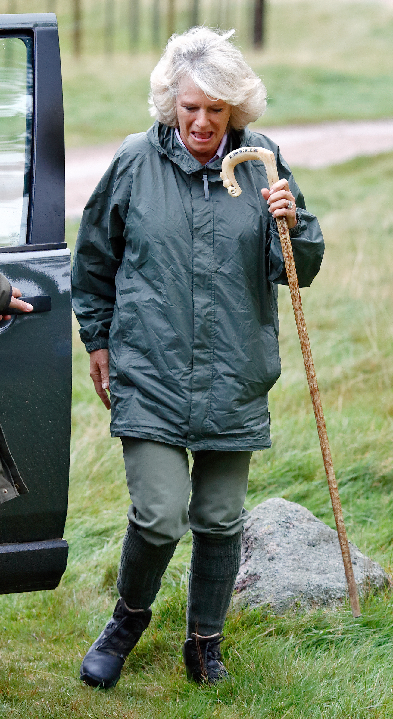 Queen Camilla taking part in the "Big Bone Walk" around Loch Muick on the Balmoral Estate in Balmoral, Scotland on September 20, 2006 | Source: Getty Images
