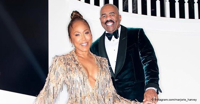 Steve Harvey's Wife Marjorie Flaunts Her Decolletage in Plunging Mini Dress in Pic with Husband