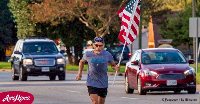 Man runs miles with American flag to honor his son, and his patriotic explanation is praised