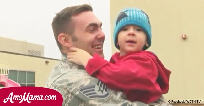 Military dad surprises son at school. Then baby exclaimed “You came back!”