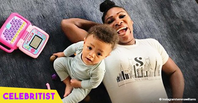 Serena Williams' daughter Olympia melts hearts in her pink bib while eating in cute pic