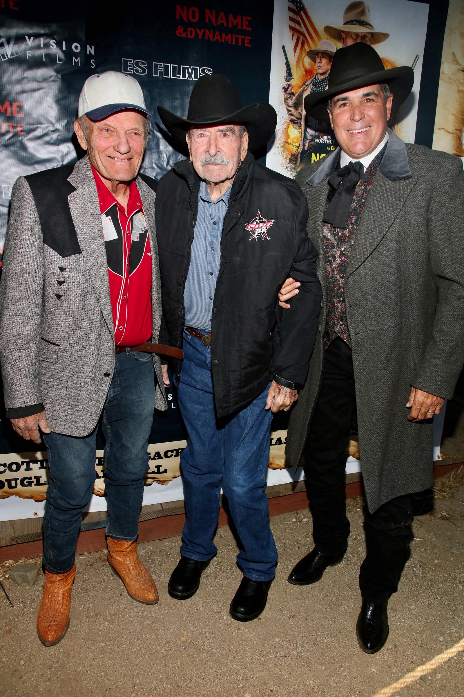 George Sack, Jack Lilley, and Clint Lilly attend an outdoor special screening of the Spaghetti Western "No Name & Dynamite" at Sable Ranch on February 12, 2022, in Santa Clarita, California | Source: Getty Images