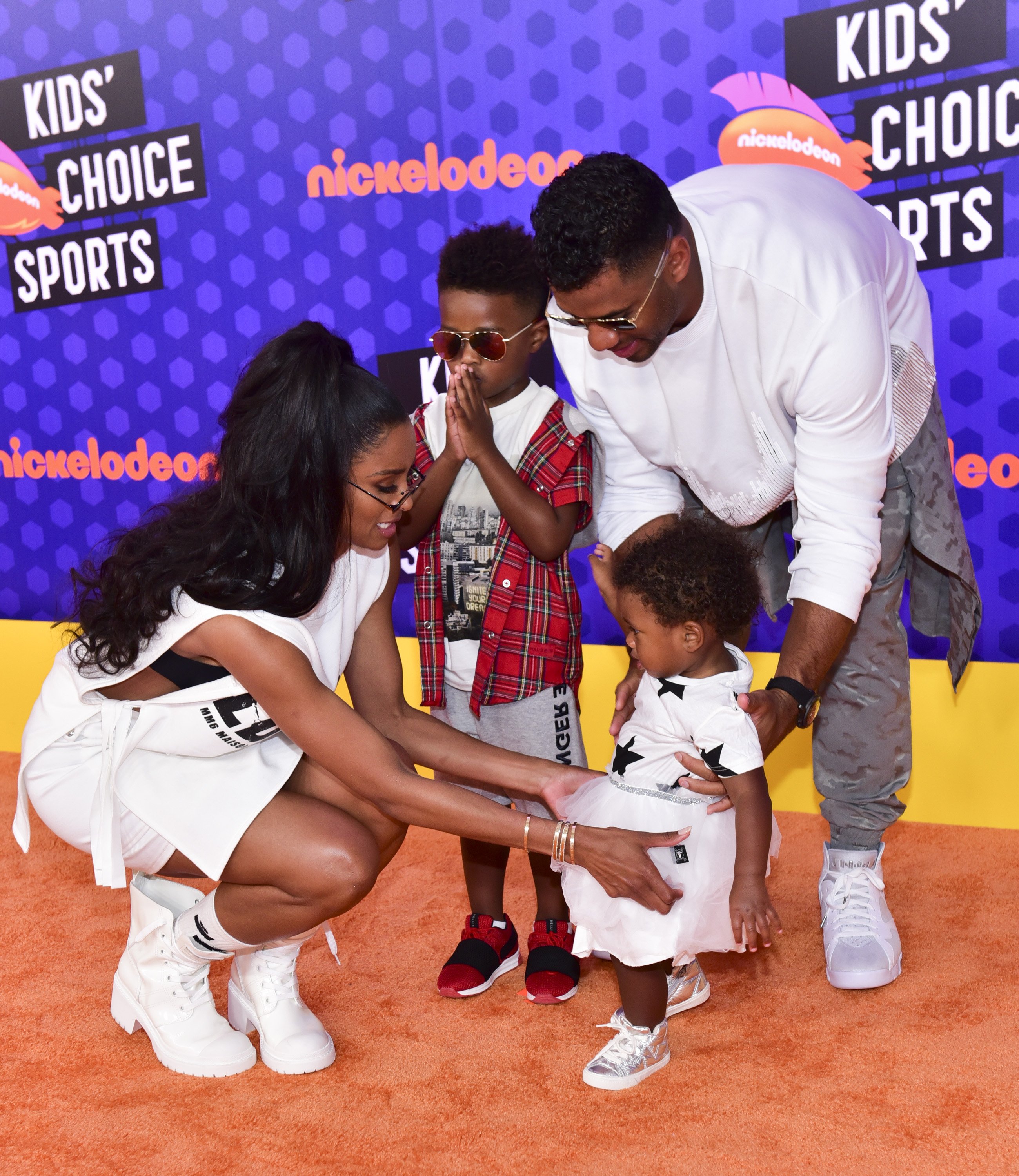 Ciara, Sienna Wilson, Future Wilson, and Russell Wilson attend Nickelodeon Kids' Choice Sports Awards 2018 at Barker Hangar on July 19, 2018 in Santa Monica, California. | Source Getty Images