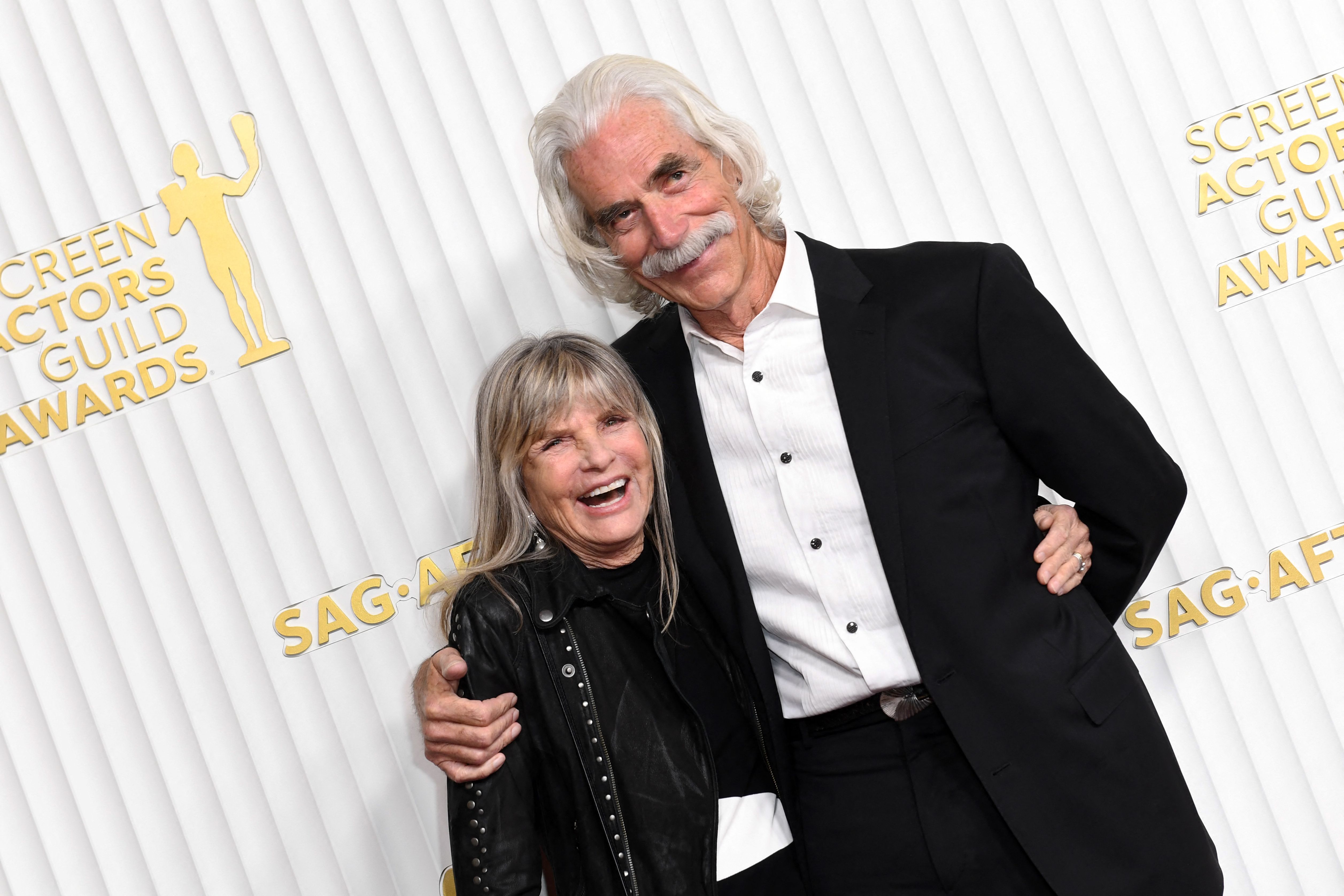 US actor Sam Elliott (R) and wife US actress Katharine Ross at the Fairmont Century Plaza in Century City, California, on February 26, 2023 | Source: Getty Images