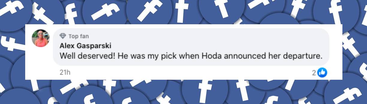 Fan comment about Hoda Kotb's co-anchor replacement, posted on November 14, 2024 | Source: Facebook/Today Show