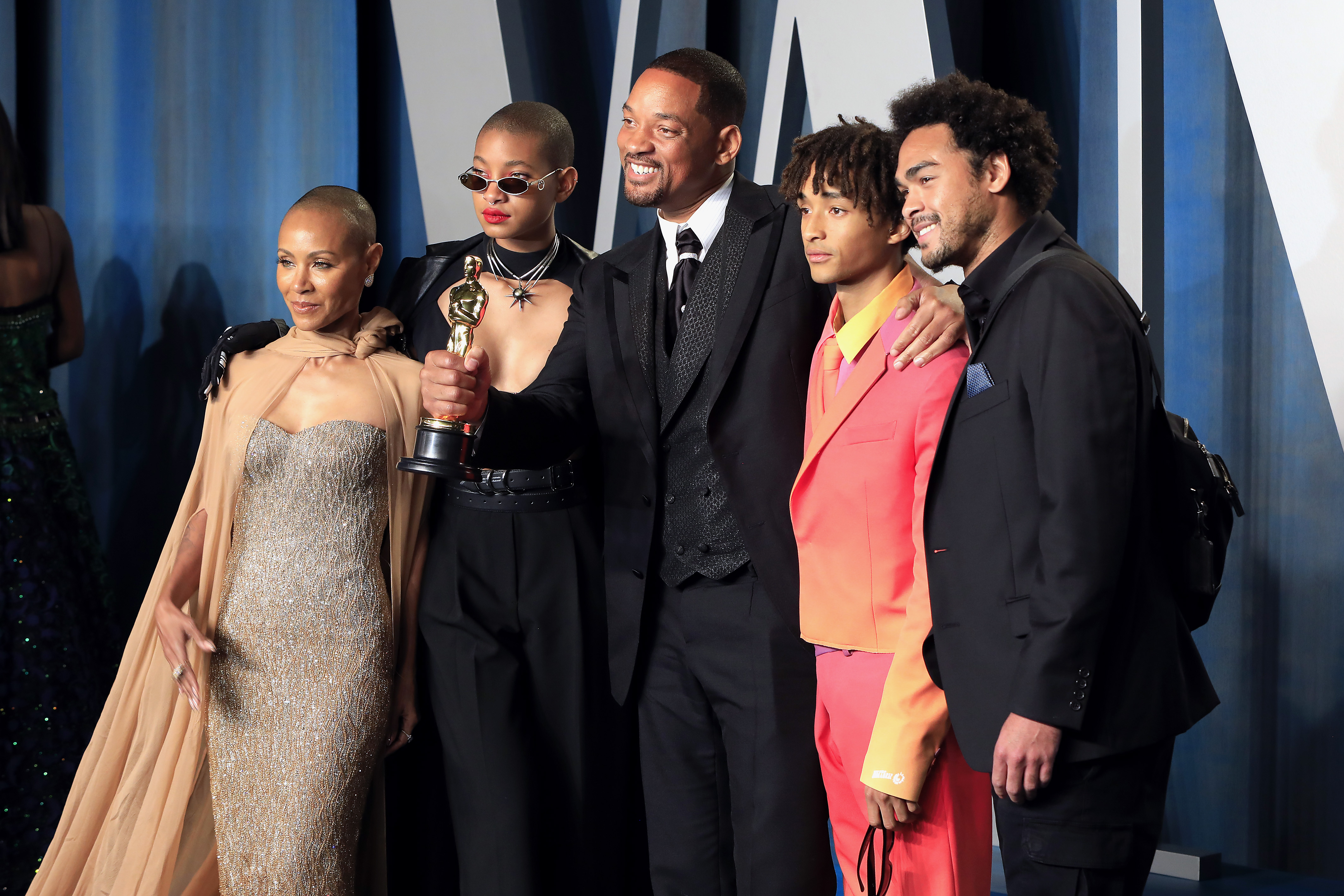 Jada, Willow, Will, Jaden, and Trey Smith attend the Vanity Fair Oscar Party on March 28, 2022 | Source: Getty Images