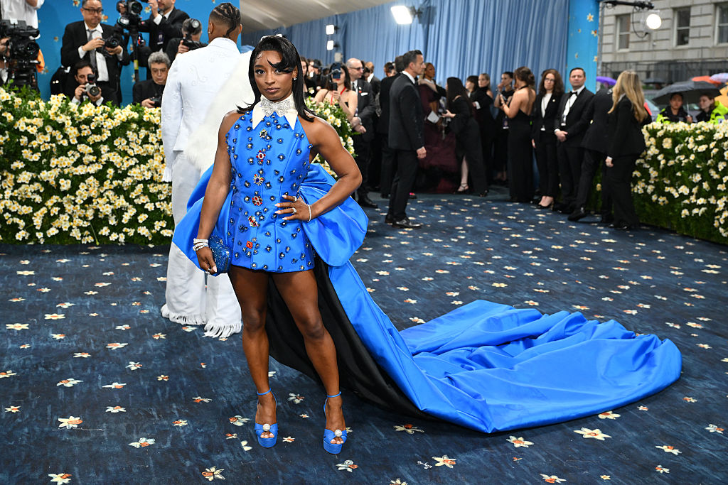 US gymnast Simone Biles arrives at the Met Gala at the Metropolitan Museum of Art on May 5, 2025.