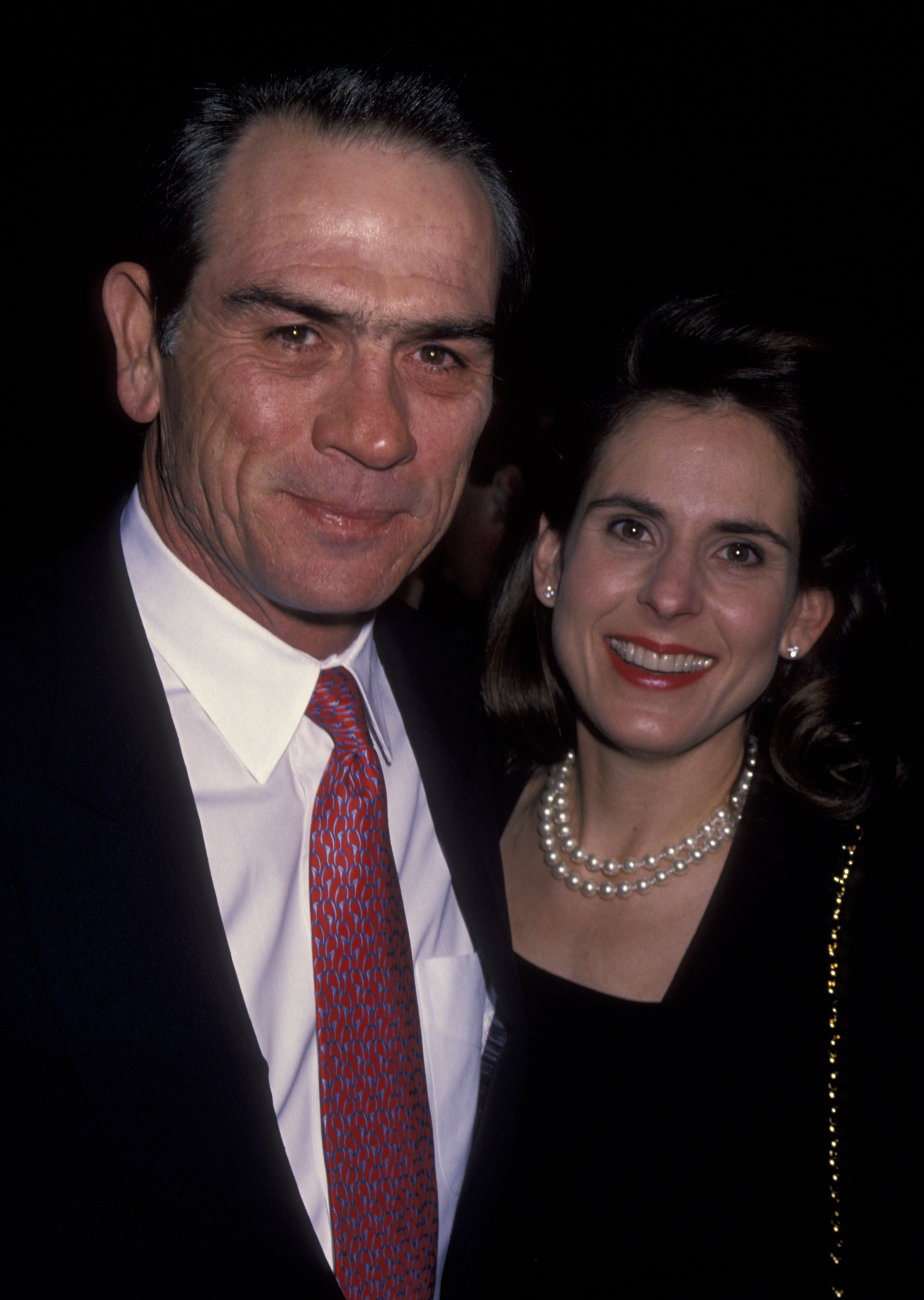 Tommy Lee Jones and wife Kimberlea Jones attend the screening of "Cobb" on November 29, 1994