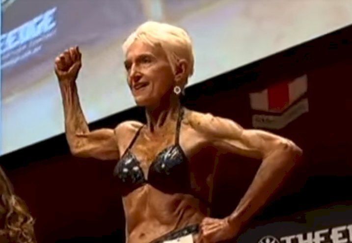 Bodybuilding Grandma Eats Strictly Nude Food Diet To 