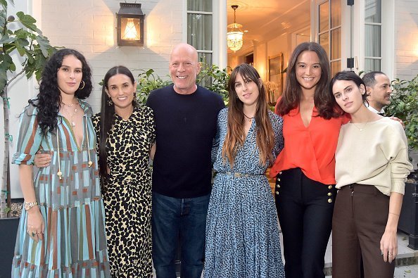 Rumer Willis, Demi Moore, Bruce Willis, Scout Willis, Emma Heming Willis and Tallulah Willis attend Demi Moore's 'Inside Out' Book Party on September 23, 2019 | Photo: Getty Images
