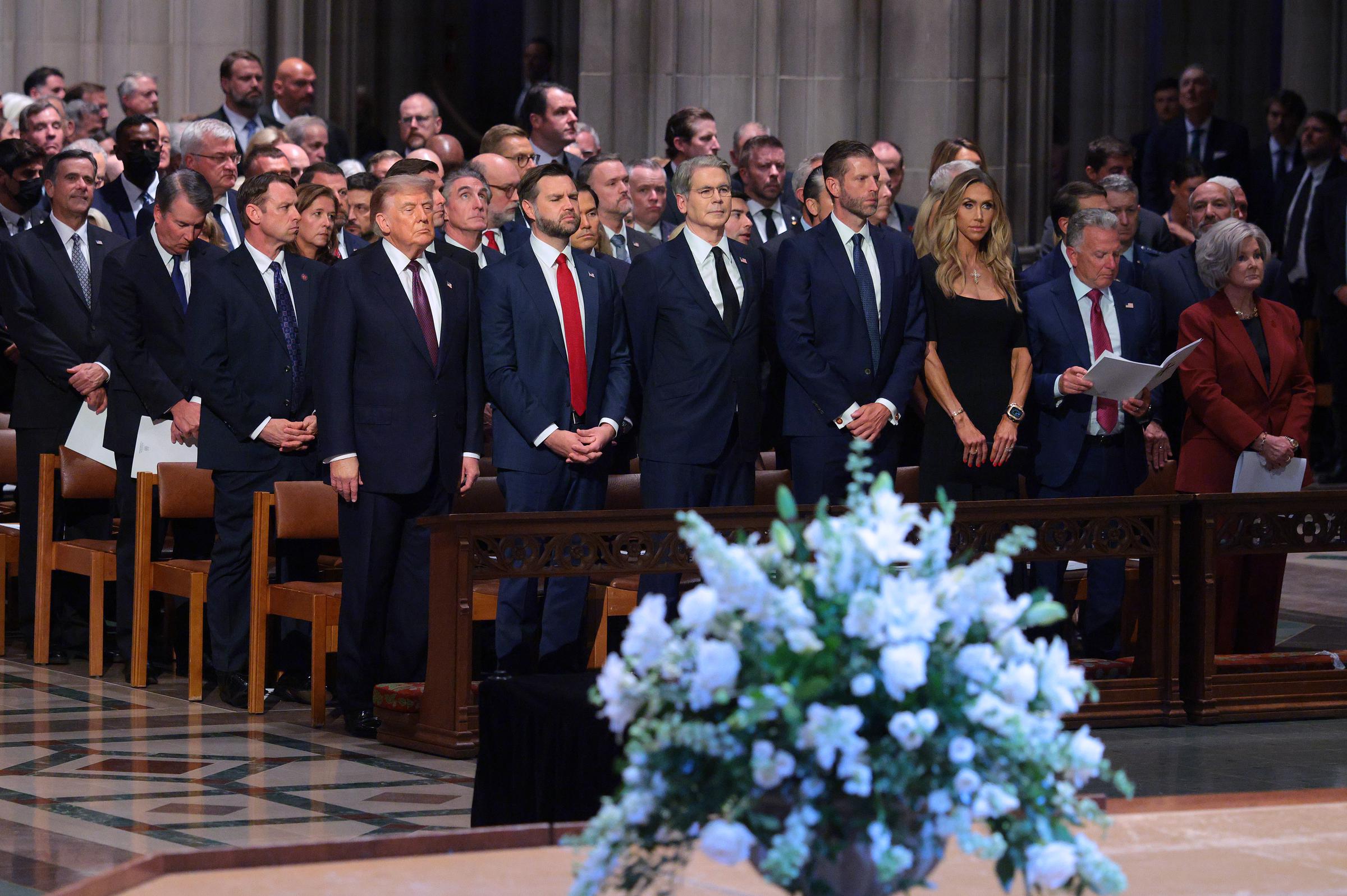The funeral brought together members of the Trump family, senior administration officials, and longtime associates of Lindsey Graham. Even so, much of the online conversation centered on Lara Trump's appearance instead of the ceremony. | Source: Getty Images