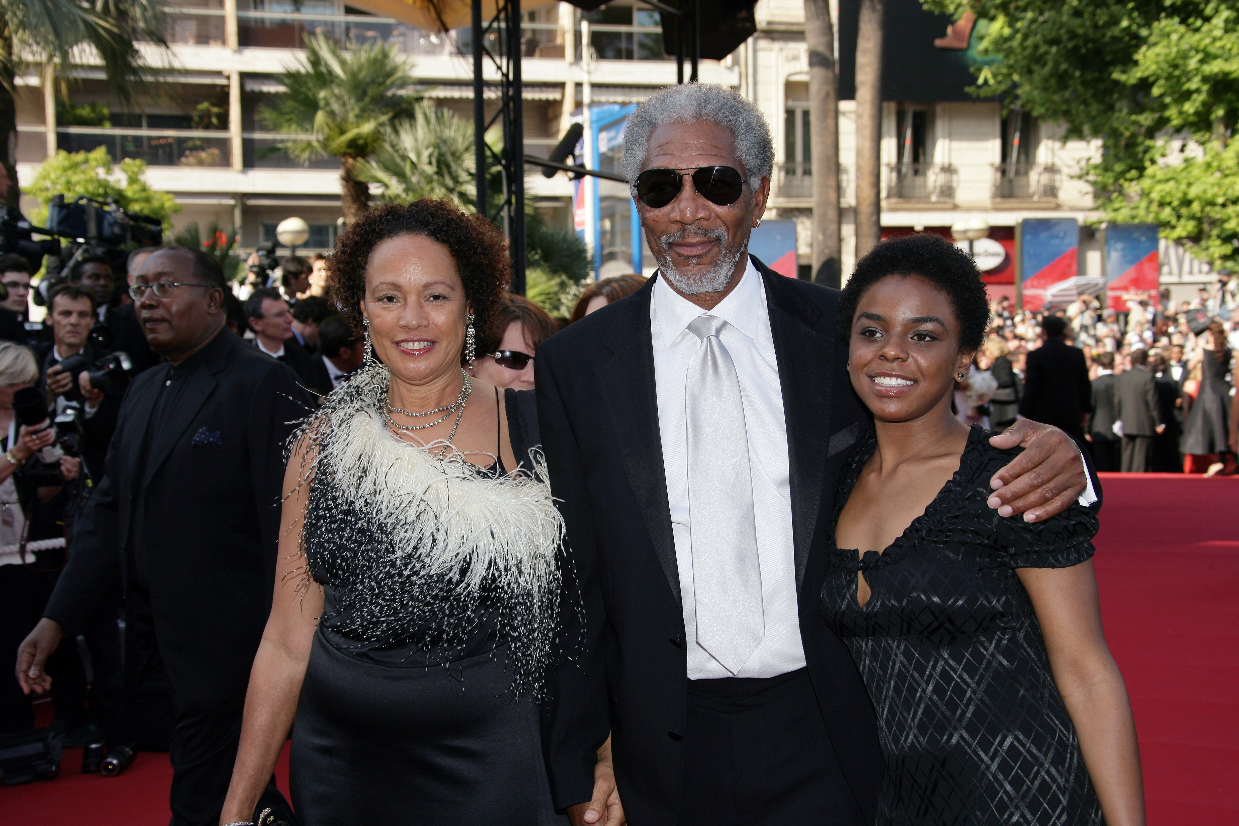 Morgan Freeman and his family at the Cannes Festival in 2005 | Source: Getty Images