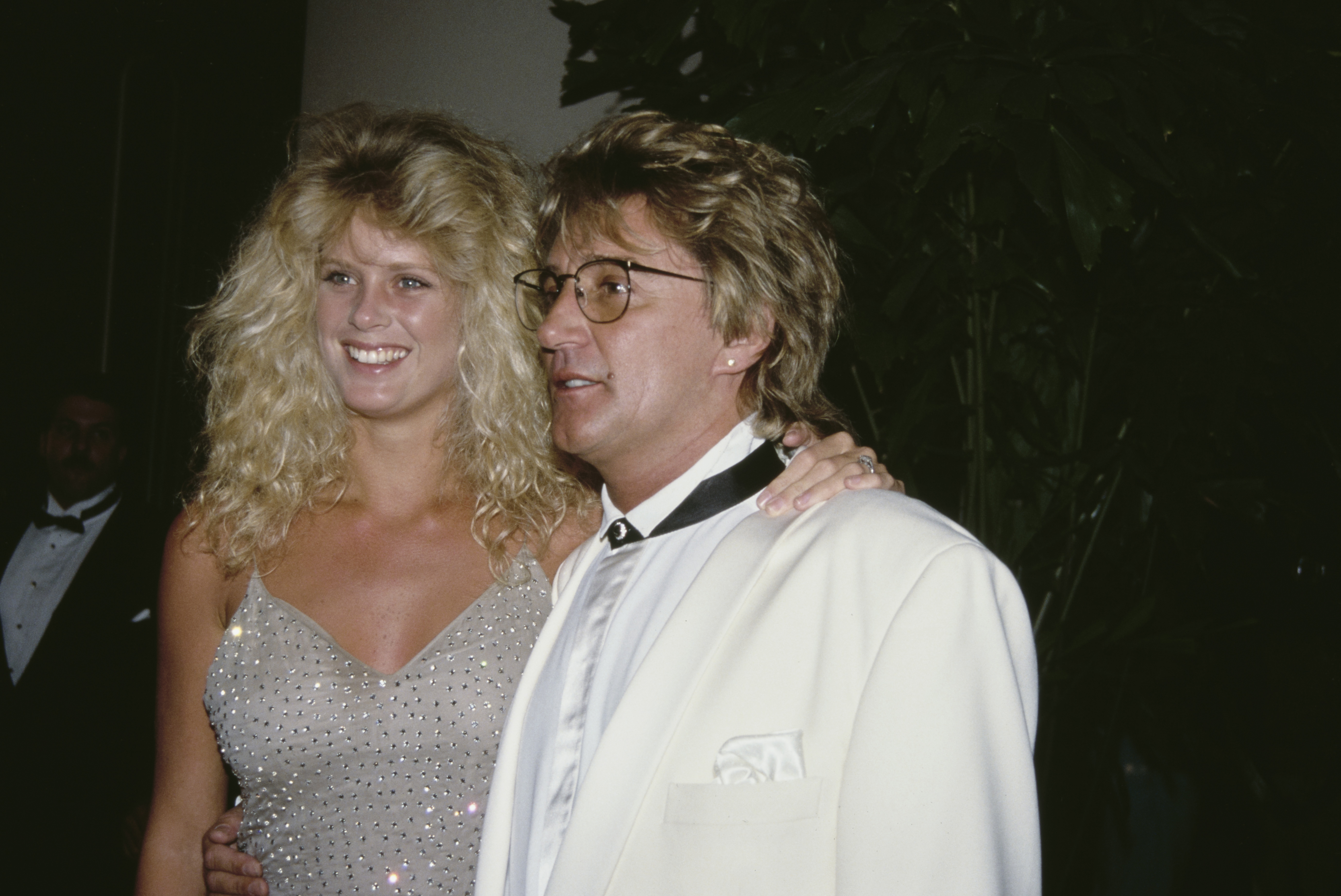 New Zealand model Rachel Hunter and her then-husband, British singer and songwriter Rod Stewart, attend the Carousel Of Hope Ball Benefit at the Beverly Hilton Hotel in Beverly Hills, California, on October 2, 1992. | Source: Getty Images