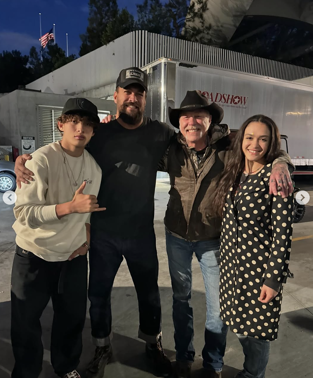 Nakoa-Wolf Manakauapo Namakaeha, Jason, and Lola Iolani Momoa at Metallica's All Within My Hands Foundation on December 14, 2024, in Inglewood, California | Source: Instagram/prideofgypsies