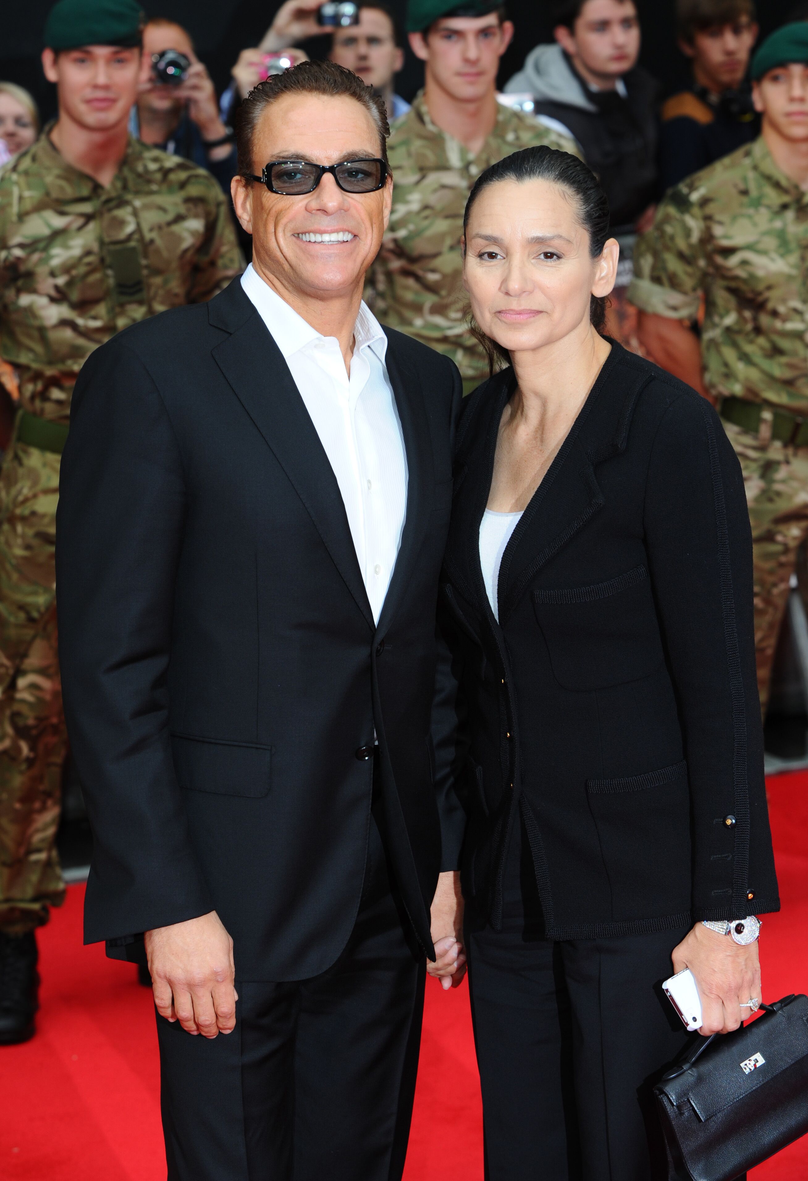 Jean-Claude Van Damme and Gladys Portugues attend "The Expendables 2" premiere. | Source: Getty Images