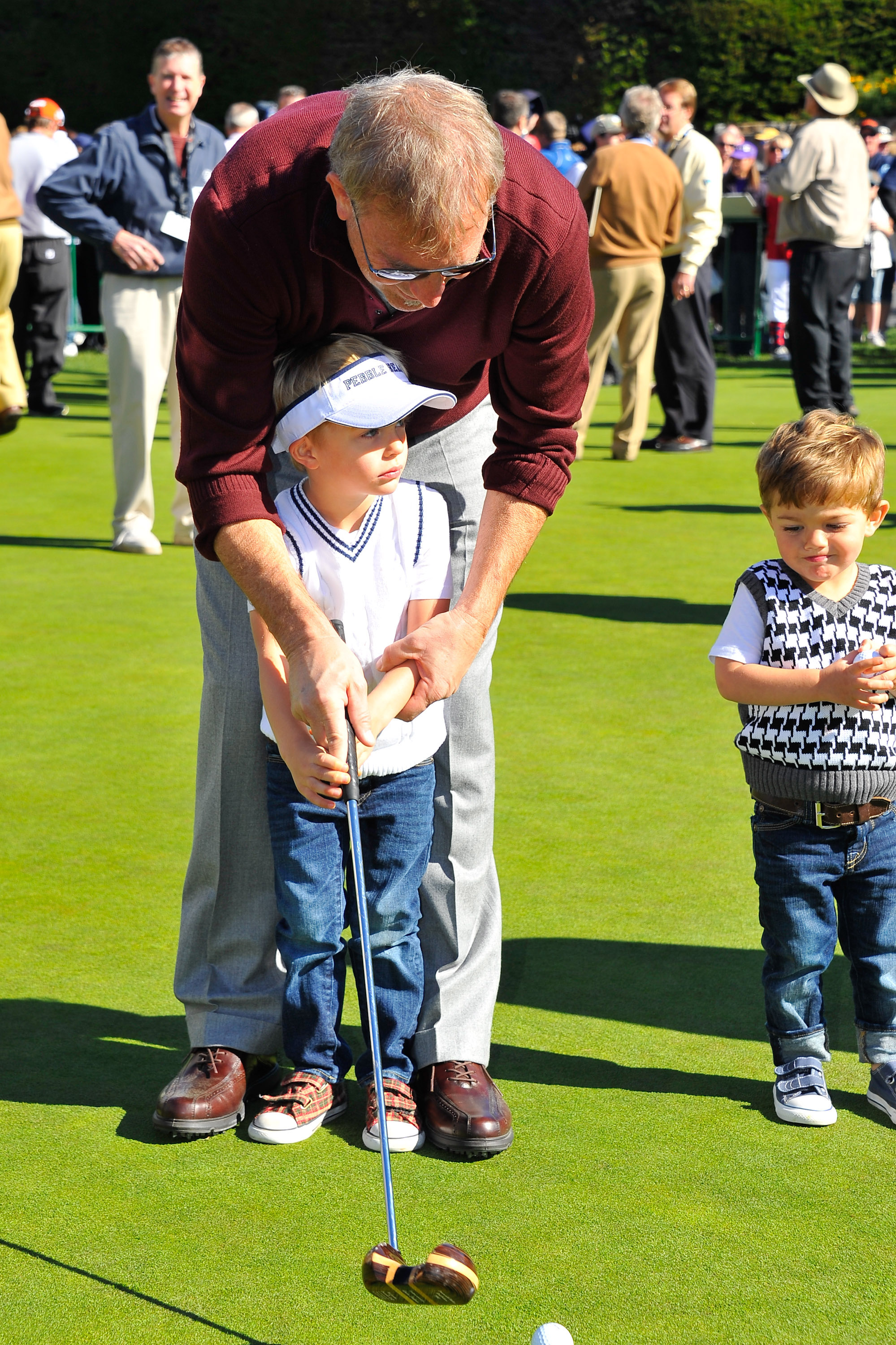 Kevin Costner plays golf with his sons at the AT&T Pebble Beach National Pro-Am at Pebble Beach Golf Links | Source: Getty Images