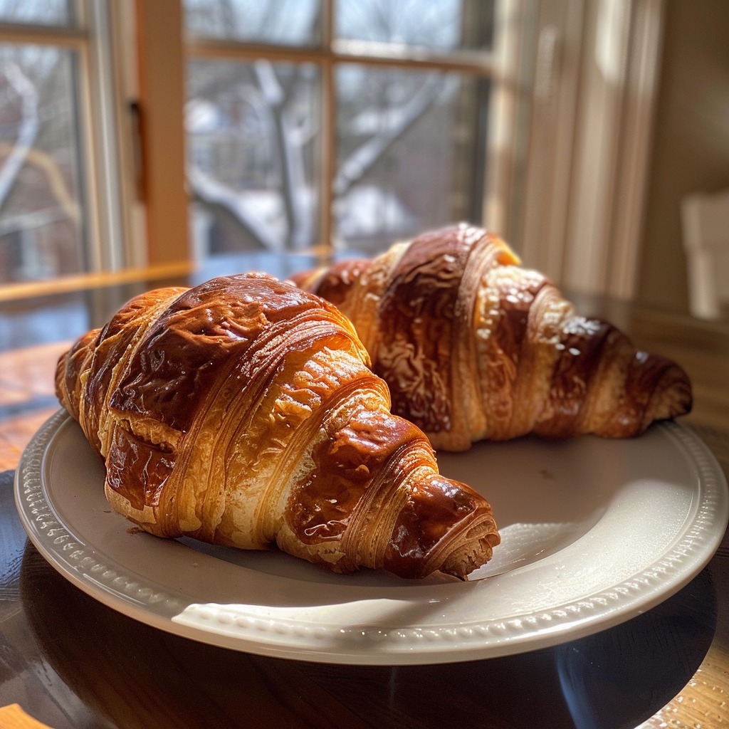 Croissants on a plate | Source: Midjourney