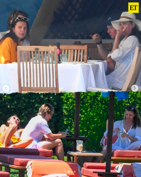 Jake Bongiovi, Millie Bobby Brown, Dorothea Hurley and Jon Bon Jovi having a meal and relaxing together, posted on June 29, 2024 | Source: Instagram/entertainmenttonight