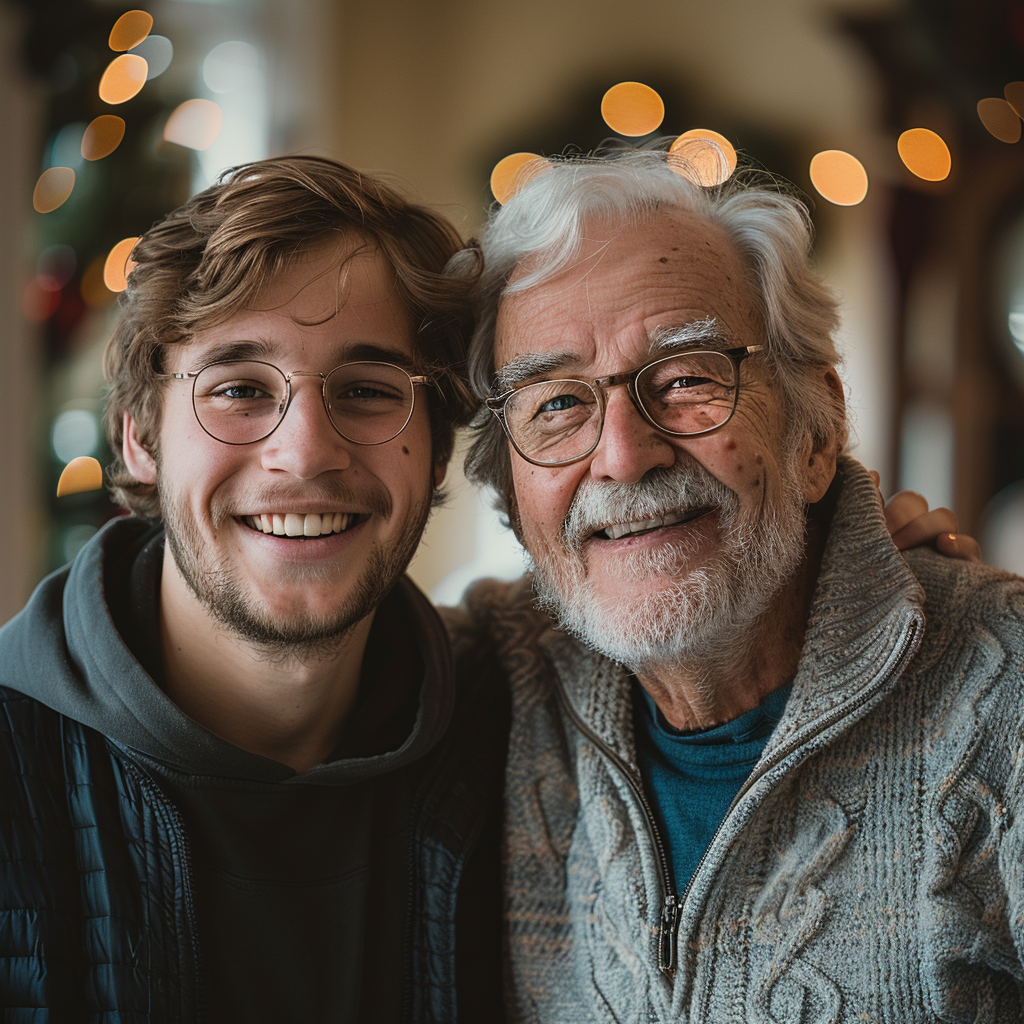 A man with his grandson during Christmas | Source: Midjourney