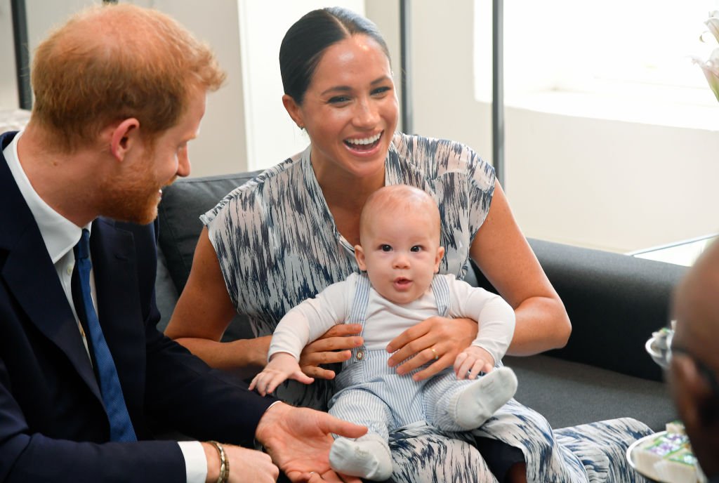 Prince Harry, Meghan Markle, and their son, Archie, meeting Archbishop Desmond Tutu and his daughter, Thandeka Tutu-Gxashe, at the Desmond & Leah Tutu Legacy Foundation, 2019, Cape Town. | Photo: Getty Images