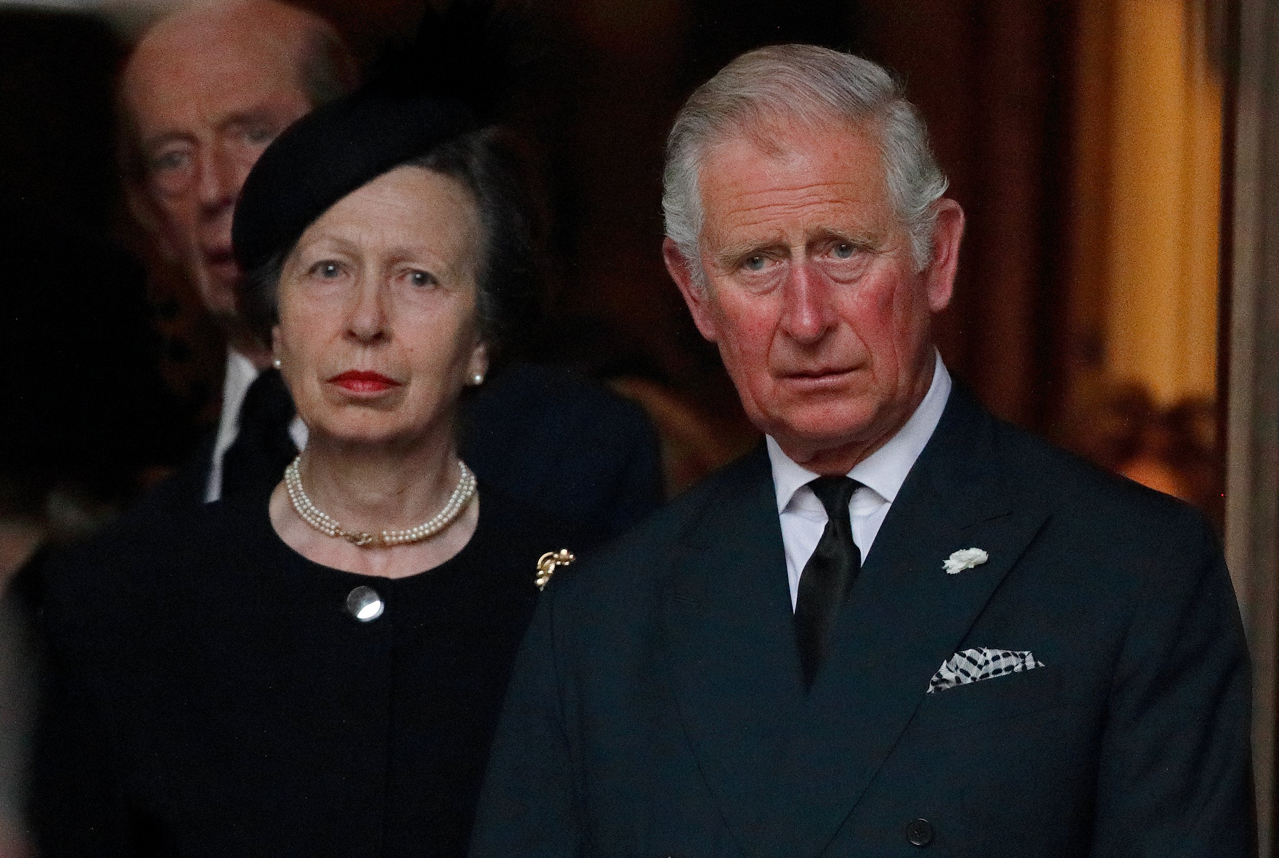 Princess Anne and Prince Charles at the funeral of Patricia Knatchbull, Countess Mountbatten of Burma, at St Paul's Church, Knightsbridge, on June 27, 2017, in London, England | Source: Getty Images