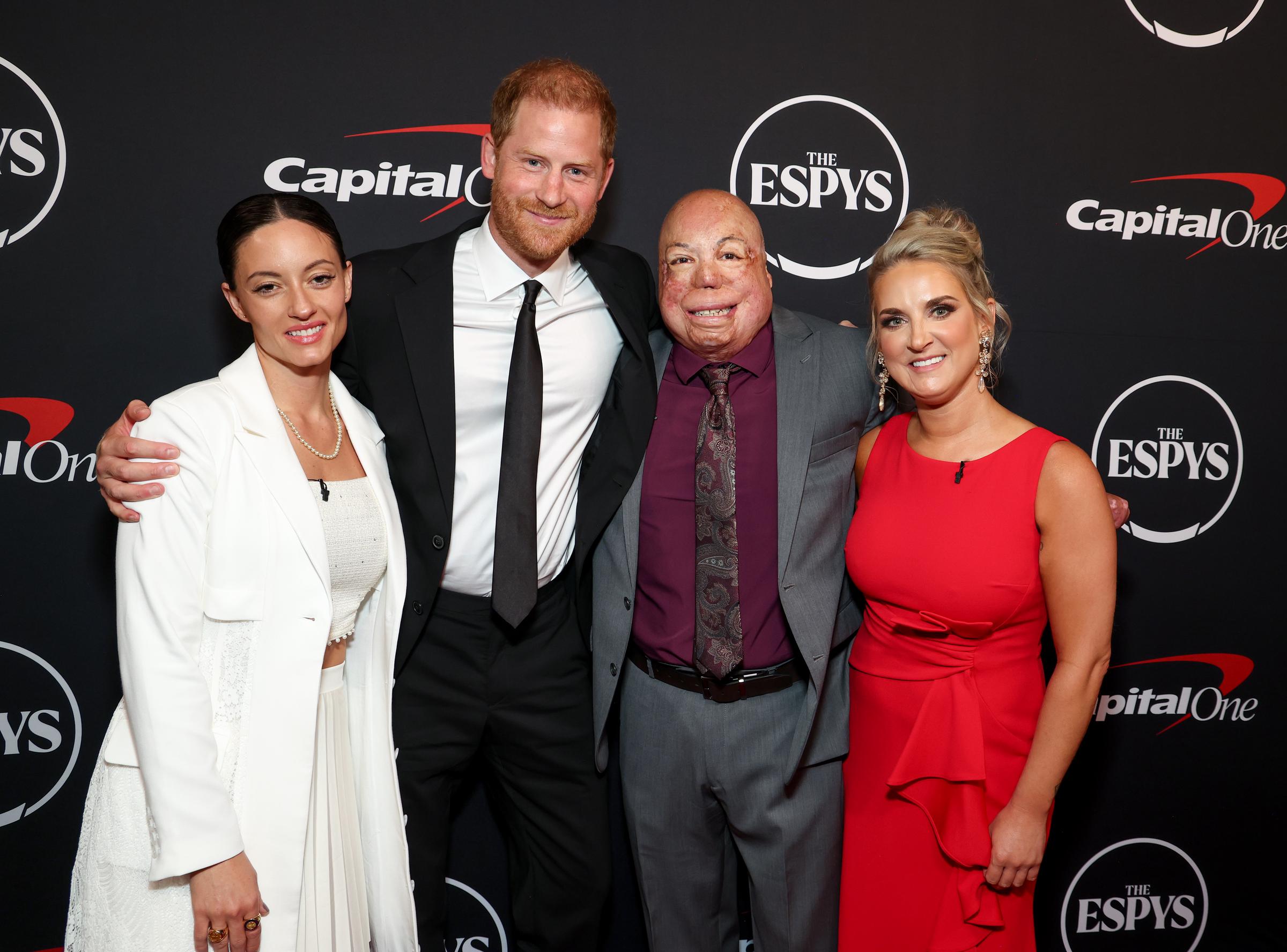 Prince Harry with Elizabeth Marks, Israel Del Toro, and Kirstie Ennis at the 2024 ESPY Awards at Dolby Theatre on July 11, 2024 in Hollywood, California | Source: Getty Images