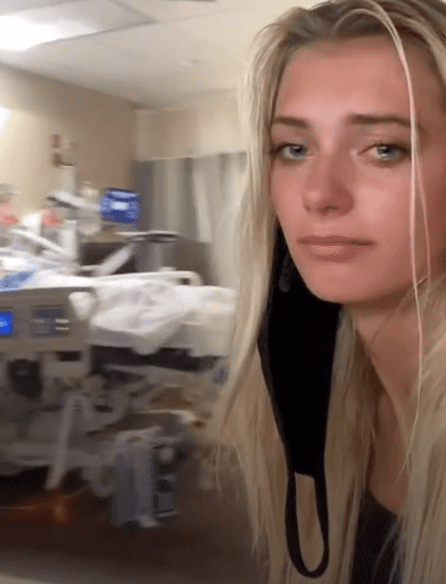 In a viral video, a woman with tears in her eyes pans the camera to show viewers her sickly father in the hospital | Photo: TikTok/nikki.neisler