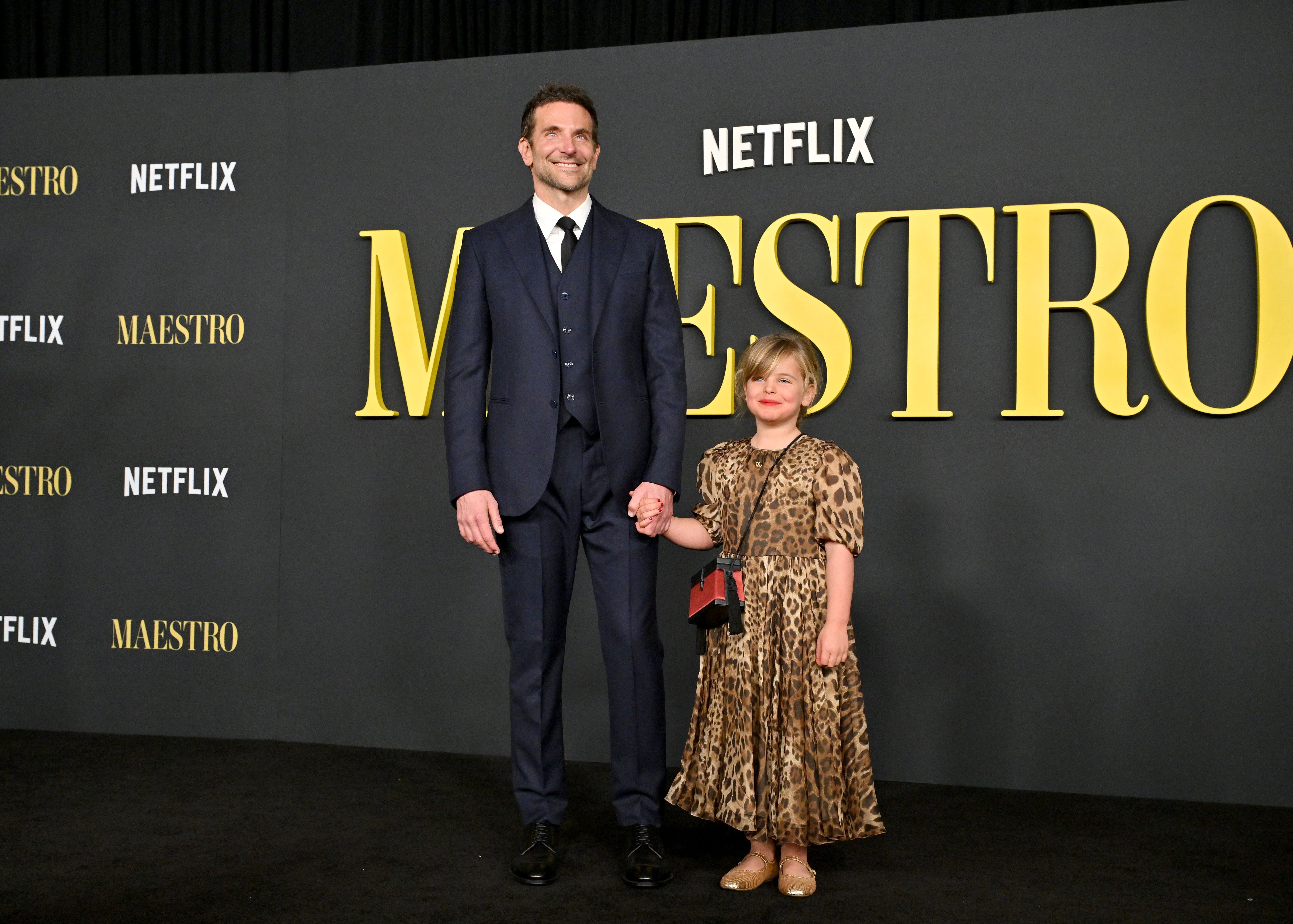 Bradley Cooper and Lea De Seine Shayk Cooper during Netflix's "Maestro" Los Angeles Photo Call at Academy Museum of Motion Pictures on December 12, 2023, in Los Angeles, California. | Source: Getty Images
