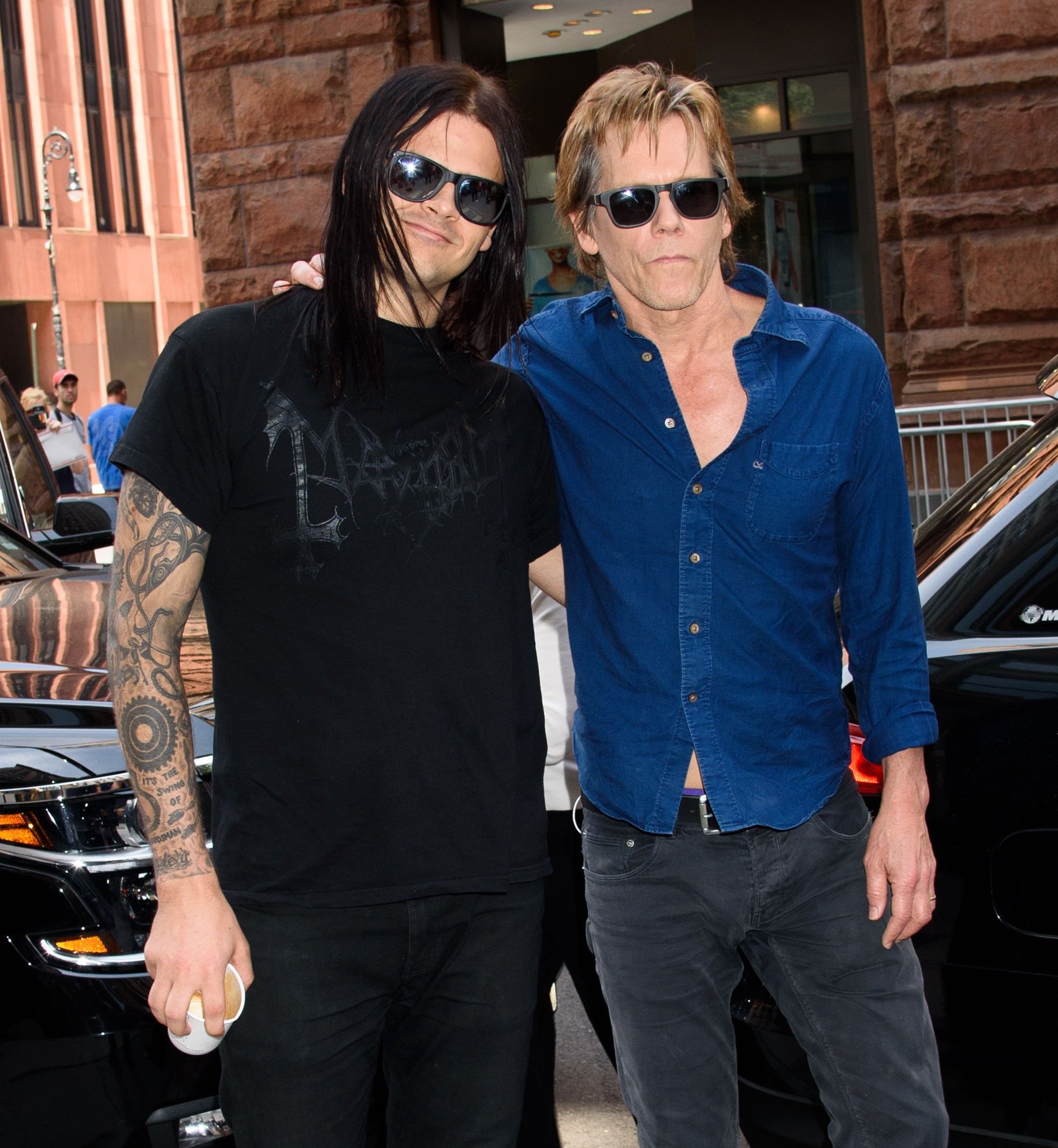 Travis Bacon and his father Kevin Bacon photographed on July 21, 2017 in New York City ┃Source: Getty Images