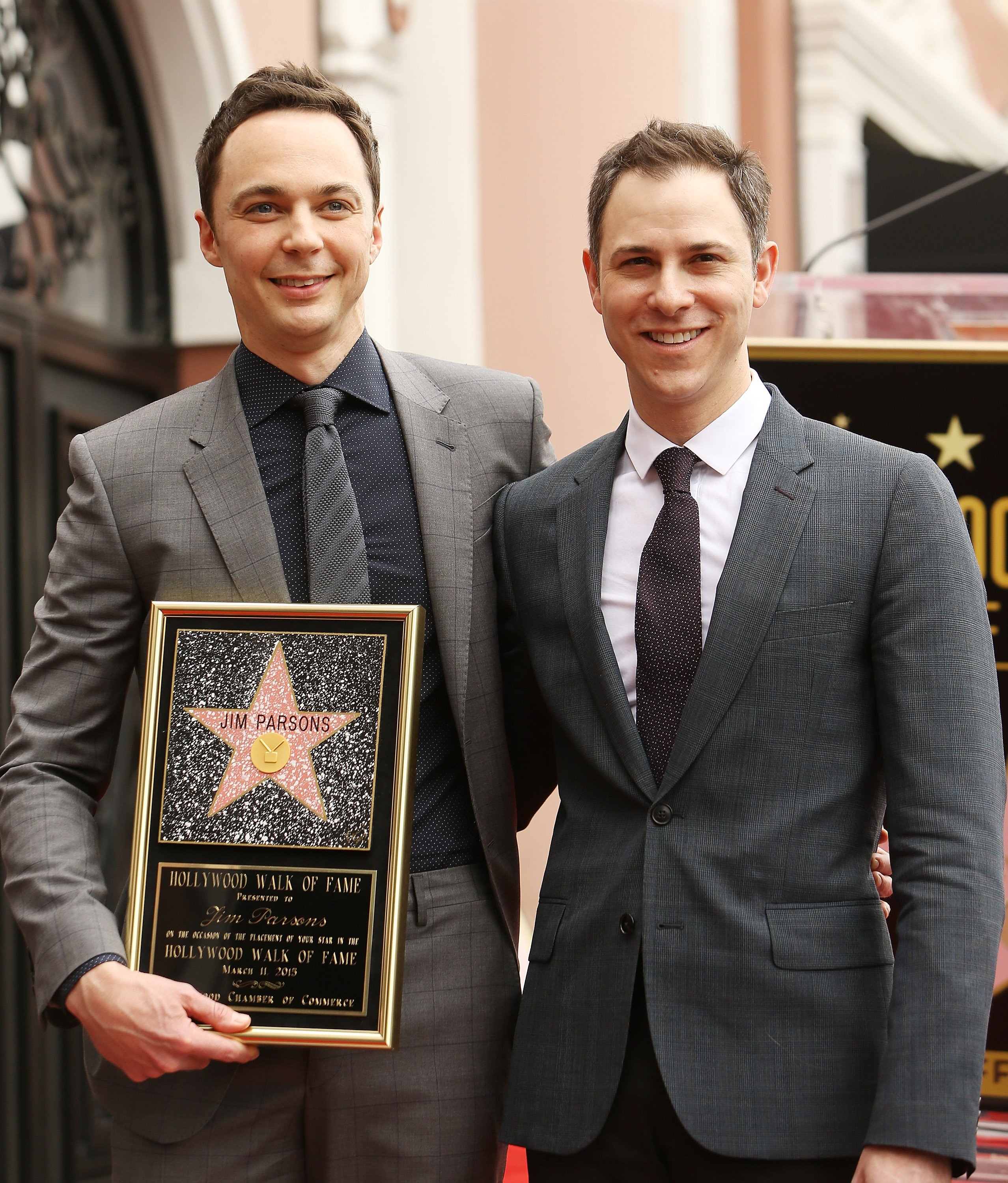 Jim Parsons and Todd Spiewak at the ceremony honoring Jim Parsons with a Star on The Hollywood Walk of Fame on March 11, 2015 | Source: Getty Images