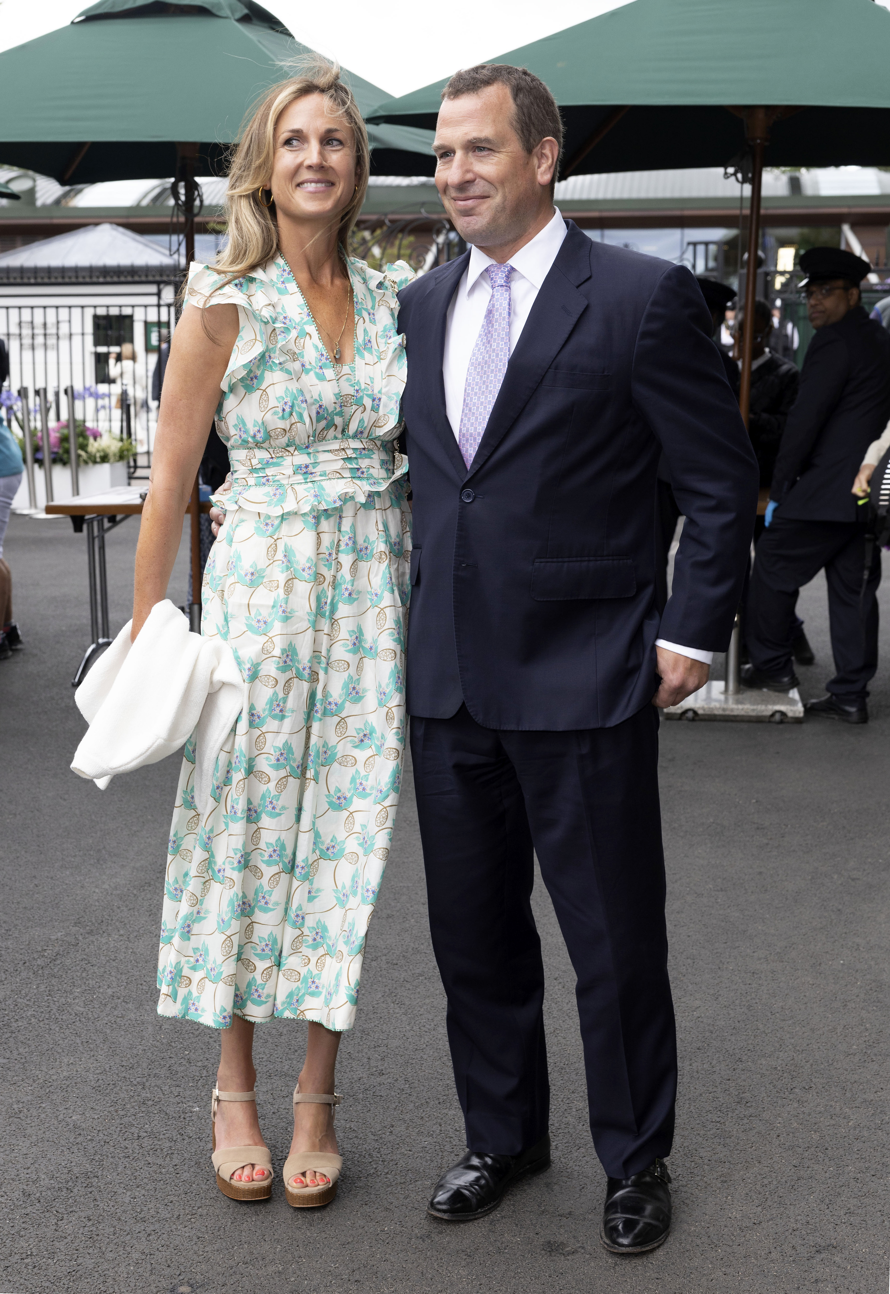 Harriet Sperling and Peter Phillips attend day ten of the Wimbledon Tennis Championships at the All England Lawn Tennis and Croquet Club on July 10, 2024 in London, England. | Source: Getty Images