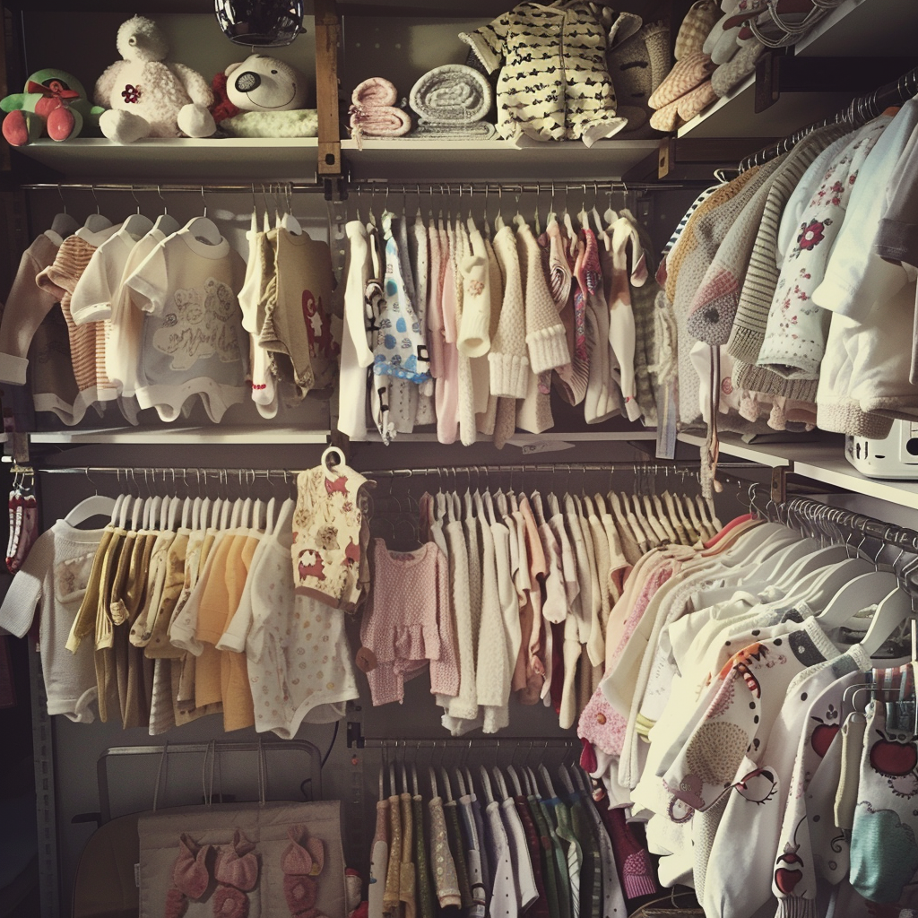Baby clothes on hangers | Source: Midjourney