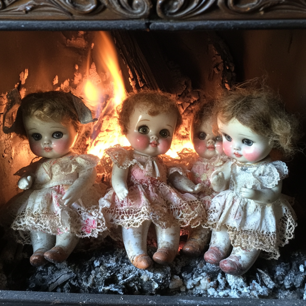 Porcelain dolls in a fire | Source: Midjourney